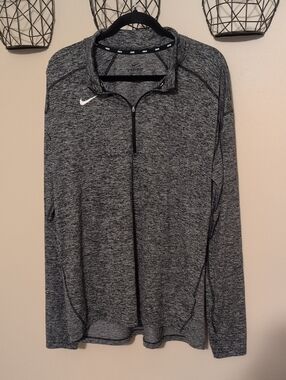 Nike Heathered Black/Gray Quarter-Zip Athletic Pullover